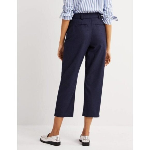 Boden Womens Pants UK 10 US 6 Navy Blue Barrel Leg Flannel Trousers R0168 NWT - Picture 4 of 16